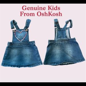 Oshkosh B'gosh Genuine Kids Overall Dress Denim Jumper 18M Heart Design